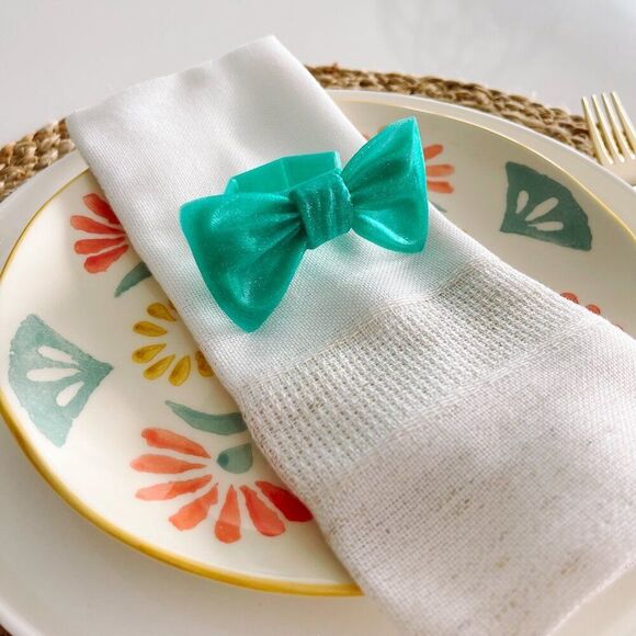Stylish Bow Napkin Rings – Medium Green - Handmade - Wedding Party Event Planner - Picture 7 of 11